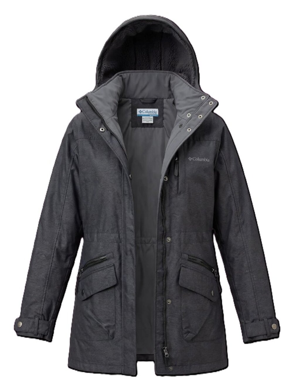 Columbia Women's XS Anorak Parka Jacket Charcoal Gray Hooded - NO LINER